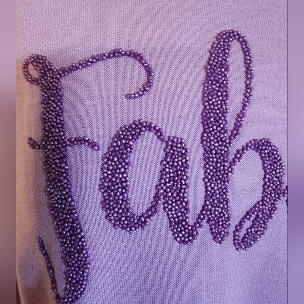 Isaac Mizrahi Lavender "Fabulous" Crewneck Sweatshirt - Picture 10 of 10